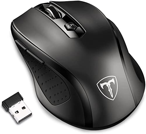 2.4G Wireless Mouse Portable Mobile Optical Mouse With Usb Receiver, 5 Adjustable Dpi Levels, 6 Buttons For Notebook, Pc, Laptop, Computer, Macbook - Black - New (Single)