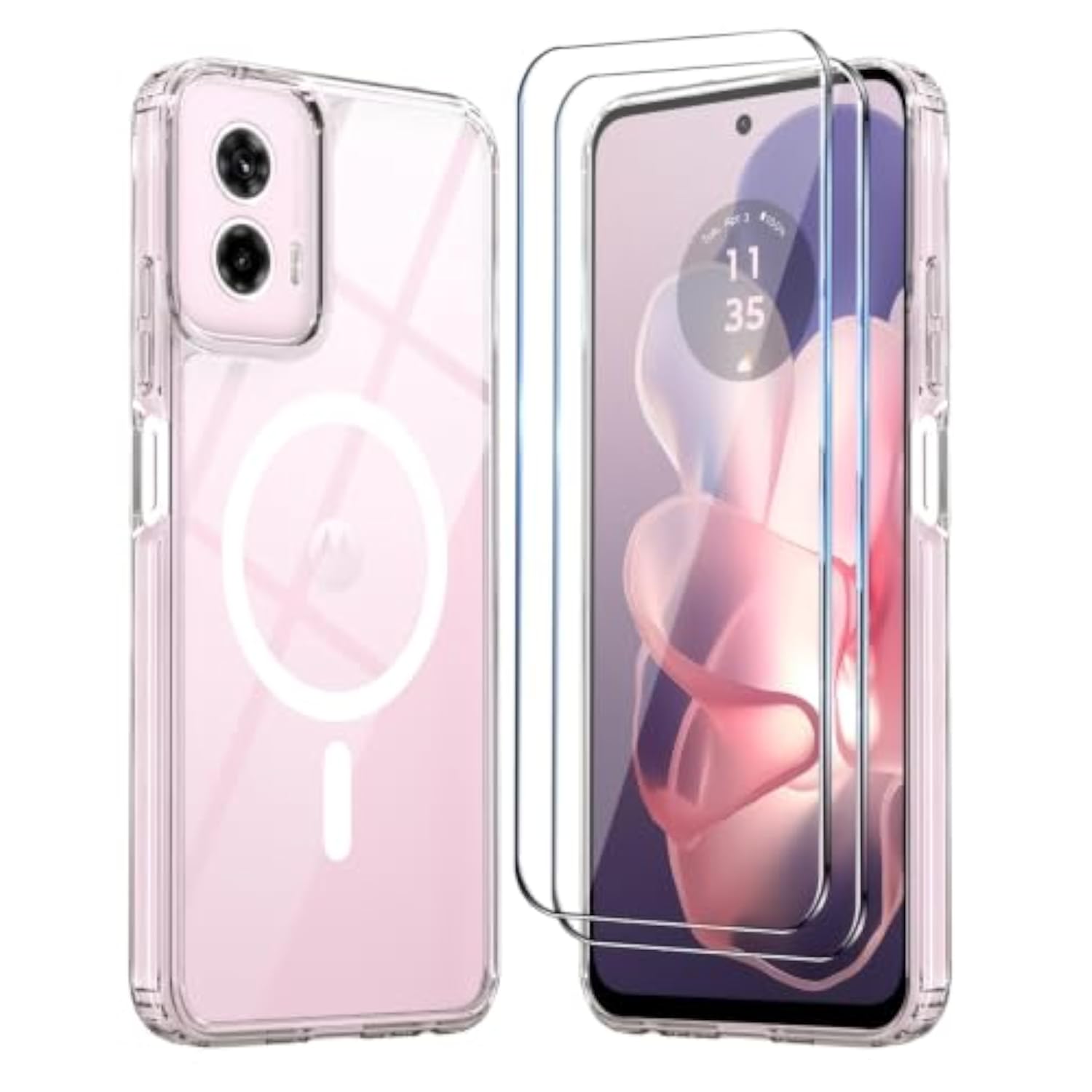 Clear Magnetic Case for Motorola Moto G Power 2024 with Screen Protector, Compatible with MagSafe, Shockproof Transparent Cover for Motorola G Power 5G 2024