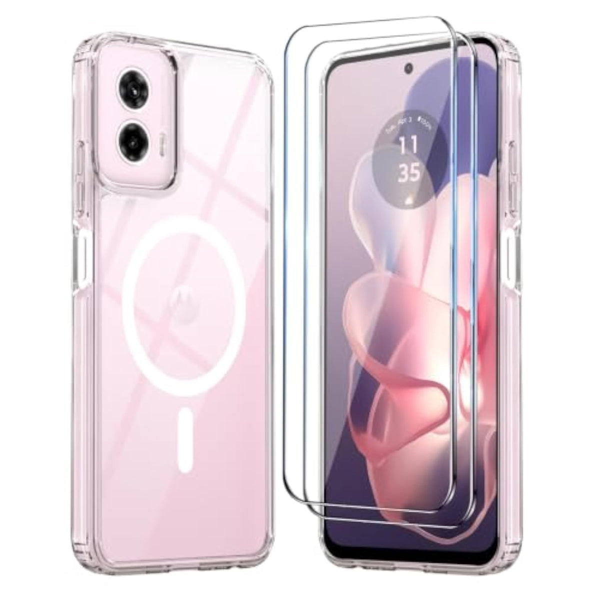 Clear Magnetic Case for Motorola Moto G Power 2024 with Screen Protector, Compatible with MagSafe, Shockproof Transparent Cover for Motorola G Power 5G 2024