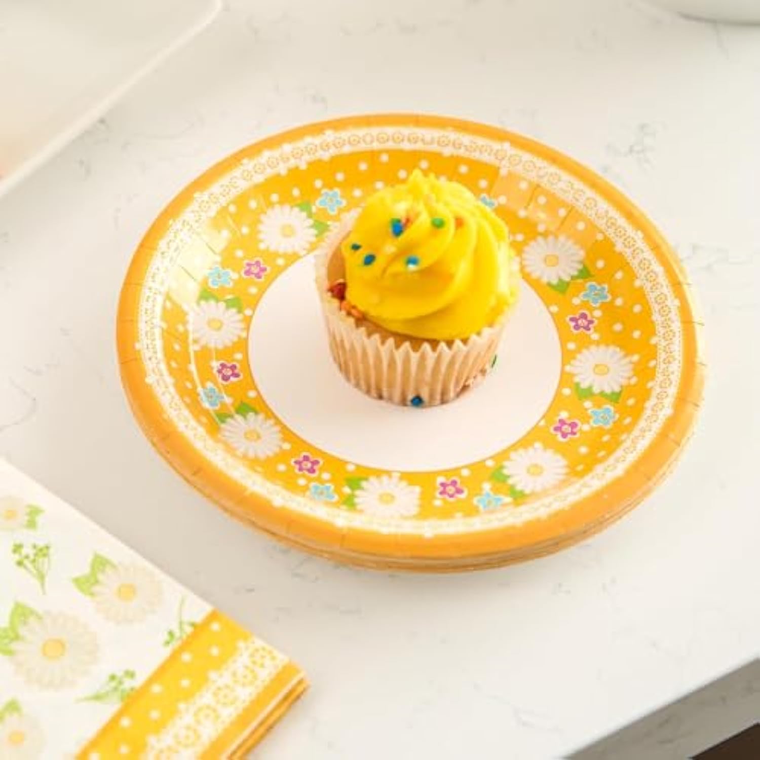 Daisy Paper Plates & Napkins Set for Birthday, Mother’s Day, Easter - 24 pcs