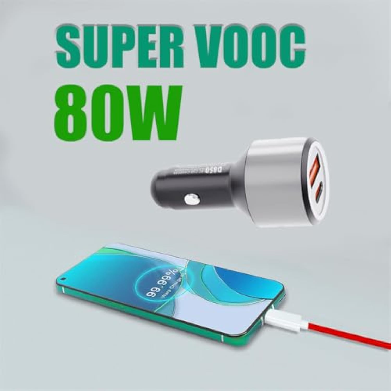 Warp Car Charger 80W For Oneplus 12 Ace 11 10 Pro 9 10T 10R 8T 8 7T 7 Pro 6T 9R Nord 2T Ce 2 Lite N20 N10 N100, 25W Pd Pps Led 3.3Ft Fast Charging Cable