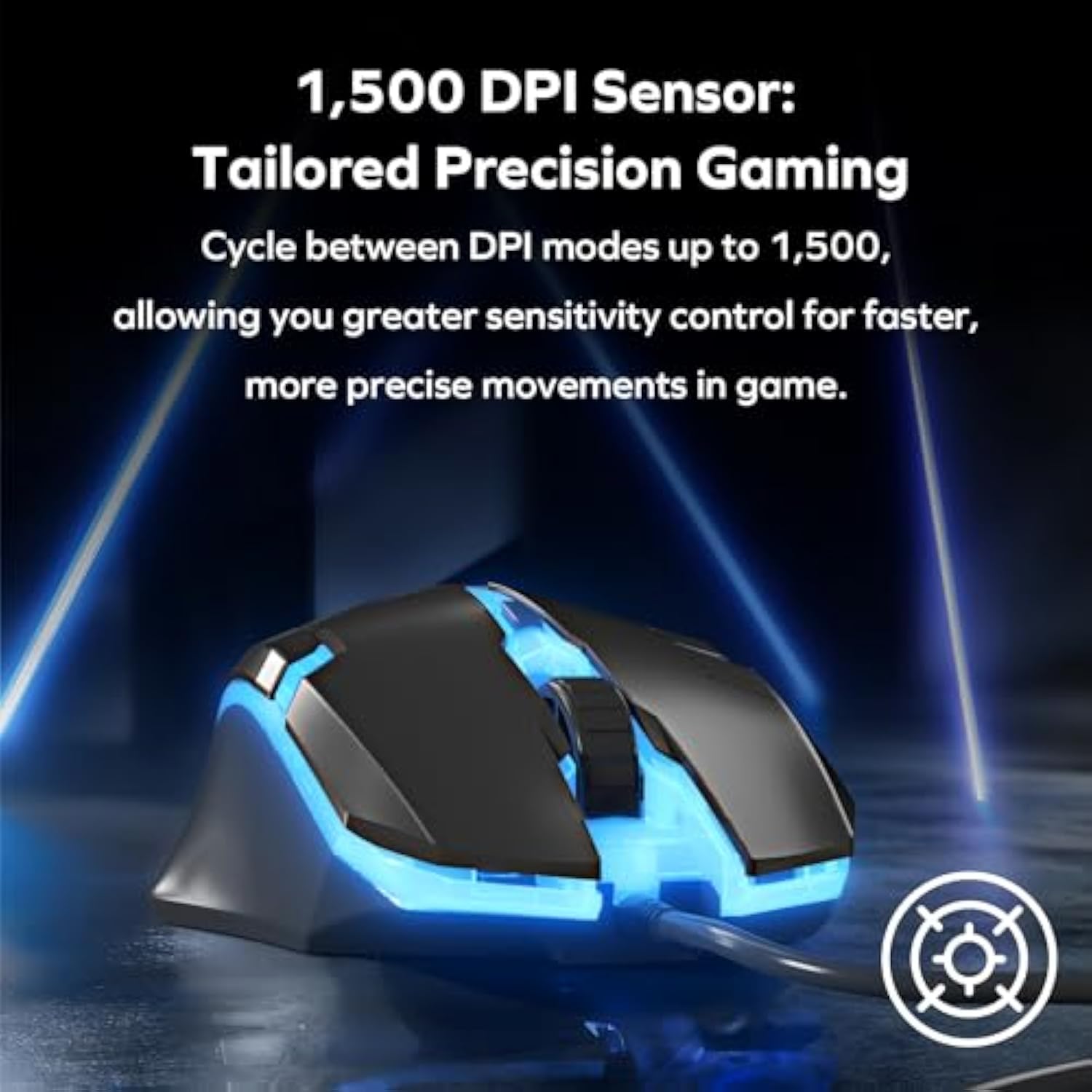 Phantazma Gaming Mouse, Wired Mouse With Rgb Led Lights, Compatible With Windows, Macos, Linux, Playstation, Xbox, Ergonomic Mouse With Tactile Buttons, Up To 1,500 Dpi