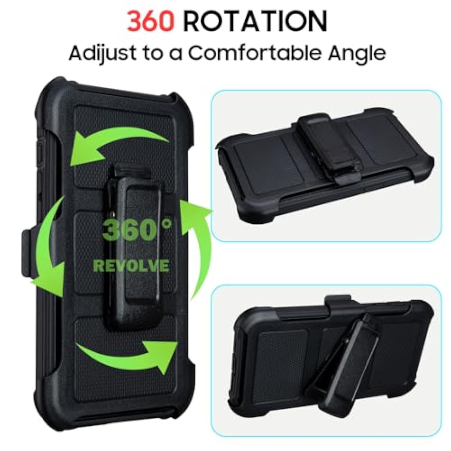 Compatible With Defender Iphone 15 Case With Clip,Holster With Kickstand,For Heavy Duty Iphone 15 Phone Case Rugged 2 Layers Of Sturdy,Anti-Drop For Phone Case Iphone 15 Case Protective(Black)