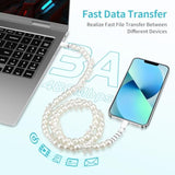 For Iphone Charger Cord [Mfi Certified] Beaded Pearl Iphone Fast Charging Cable For Iphone 14 13 12 11 Plus Pro Max Cute Bowknots Phone Charger Cord Usb A To Iphone Cable 3.3Ft For Ipad 9Th 8Th 7Th