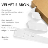 White Velvet Ribbon 1'' 25 Yards For Christmas Tree, Gift Wrapping, Flower Bouquet, Wreath Decorations, Bow Making