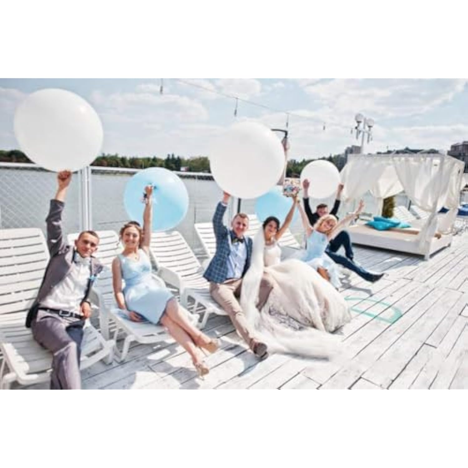 5Pcs Big White Balloons Giant 36 Inch Large White Balloons Jumbo White