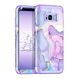 For Galaxy S8 Case,Marble Design Three Layer Heavy Duty Shockproof Hard Plastic Bumper +Soft Silicone Rubber Protective Case For Samsung Galaxy S8,Purple