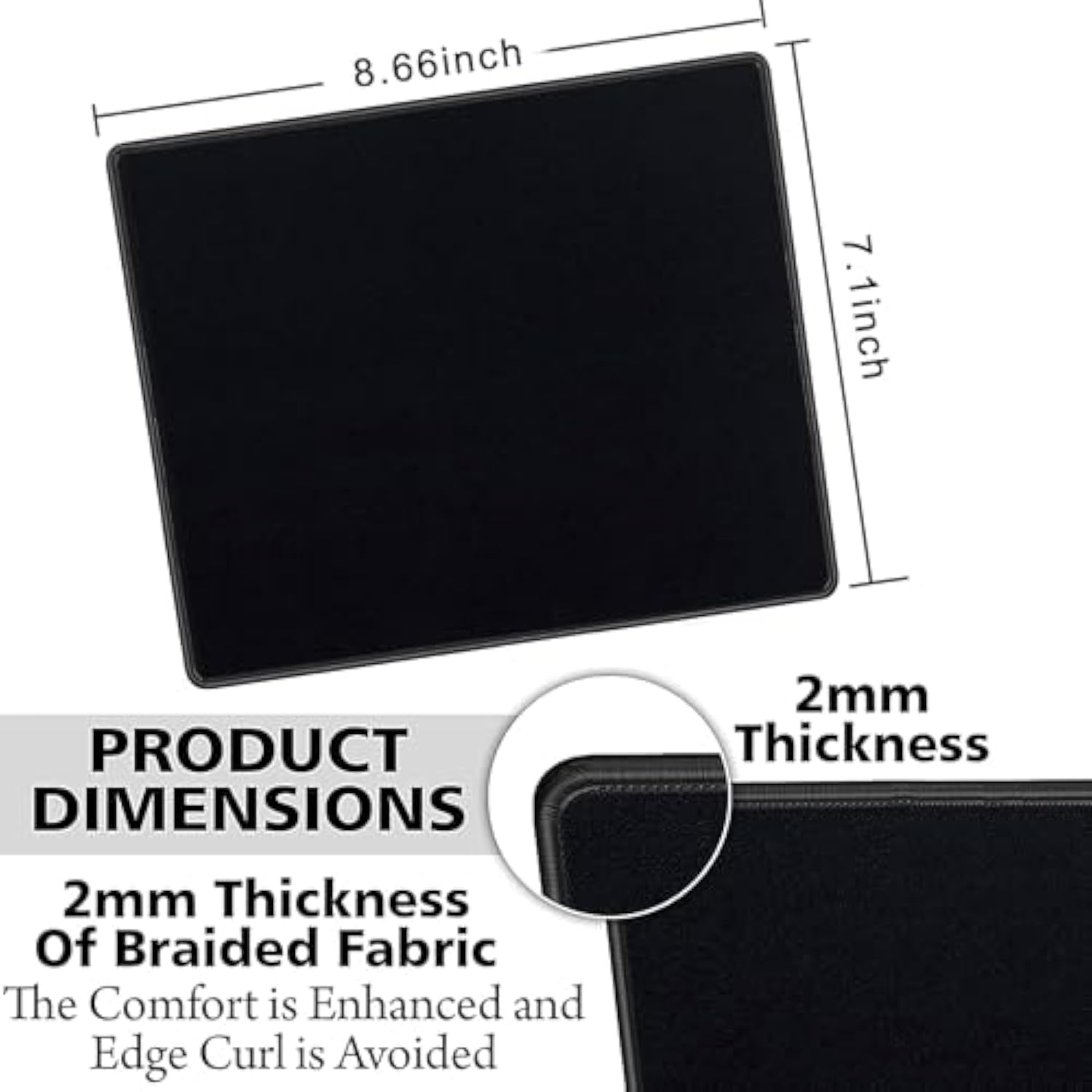 SaiTech IT 50 Pack Mouse Pad with Stitched Edges Non-Slip Rubber Base, Premium-Textured and Waterproof Mousepads Bulk, Mouse Pad for Computers, Laptop (8.66 x 7.1 Inch) - Black