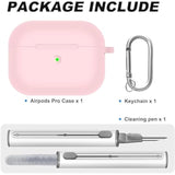 Airpods Pro Case Cover With Cleaner Kit,Soft Silicone Case For Apple Airpod Pro 1St/2Nd Generation,Airpods Pro/Pro 2 Case Accessories With Keychain-Light Pink