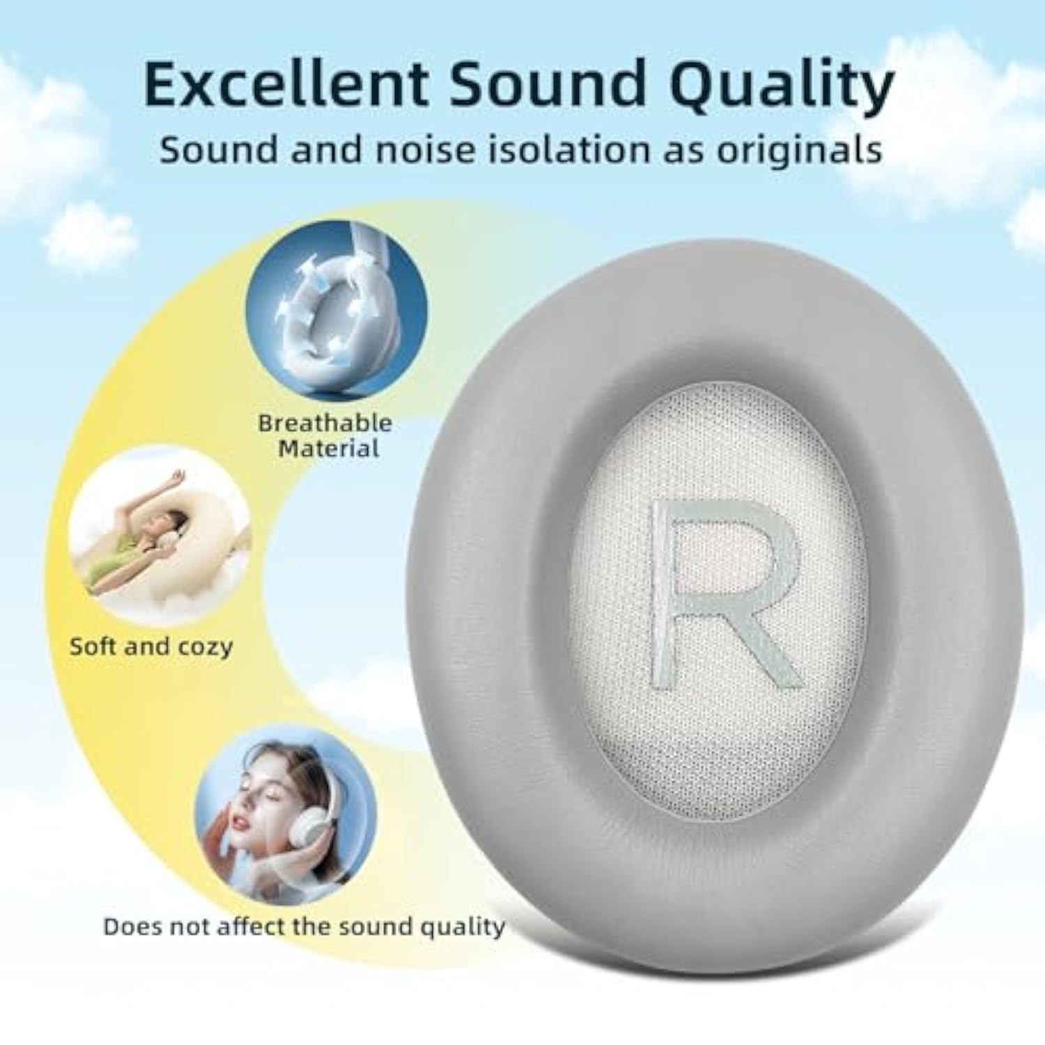 Replacement Ear Cushions For Bose 700 (Nc700) Wireless Headphones With Softer Protein Leather And High-Density Noise-Canceling Foam Ear Cushions (Grey)