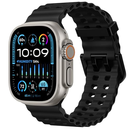 Ocean Sport band Compatible with Apple Watch Ultra 2 3/Ultra Band for Men 49mm 46mm 45mm 44mm 42mm,Soft Silicone Breathable Waterproof Outdoors for