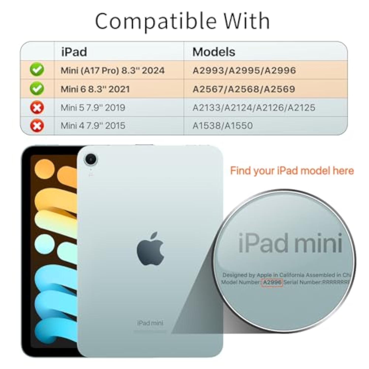 MoKo Case Fit New iPad Mini 6 2021 (6th Generation, 8.3-inch) - Hard Clear Bac