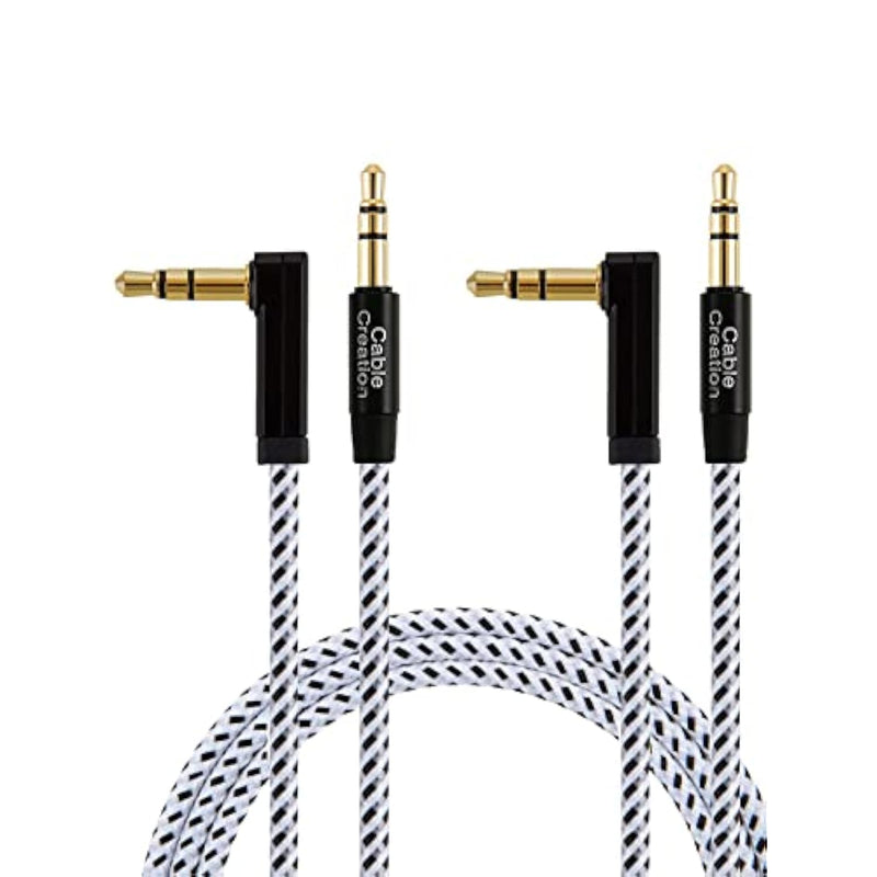 CableCreation 2-Pack 3.5mm Audio Cable 3FT/0.9m, 90 Degree Stereo Jack 3.5mm Aux Cable for Headphone, Phone, 2018 Mac mini, Surface Dock, iPhones, Speaker, Tablets, Laptops, Car Stereo & More