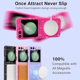 For Samsung Galaxy Z Flip 5 Magnetic Neon Phone Case[Compatible With Magsafe],Cute Bling Glitter Thin Slim Shockproof Sparkly Cover For Women Girl For Samsung Flip 5 5G-Pink