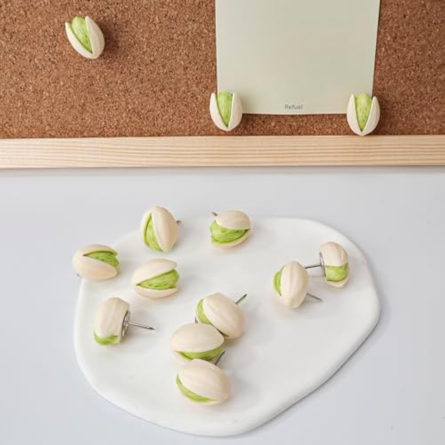 20Pcs Pistachio Push Pins & Thumb Tacks For Bulletin Boards, Cork Boards, Wall Maps, Photos Wall– Cute Decorative Office Organisation, School Supplies, Home Decor, Christmas Decoration
