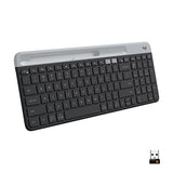 K585 Multi-Device Slim Wireless Keyboard, Built-In Cradle For Device; For Laptop, Tablet, Desktop, Smartphone, Win/Mac, Bluetooth/Receiver, Compact, Easy Switch, 24 Month Battery - Graphite