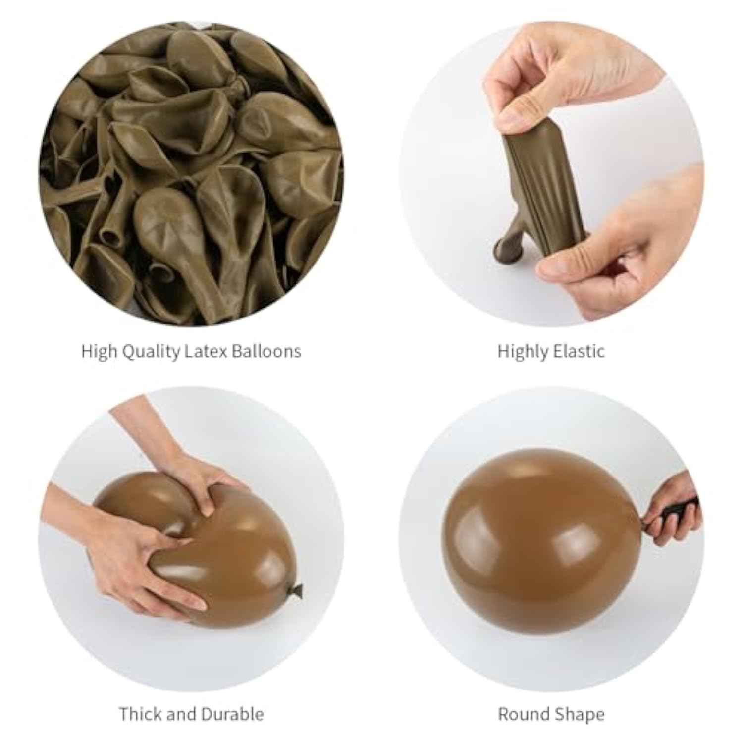 140 Pcs Dark Brown Balloons – 18, 12, 10, 5 Inch for Boho & Halloween Garland