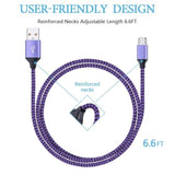 5 Pack 6ft Micro USB Charging Cables Nylon Braided for Android and PS4