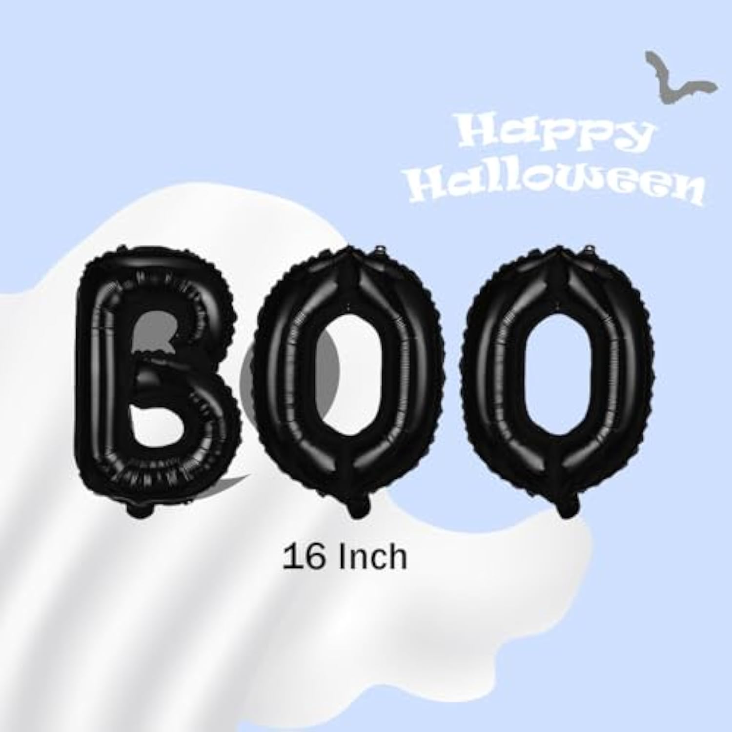 9 Pack Halloween Balloon Set with Bat, Ghost & BOO Foil Balloons Party Decorations