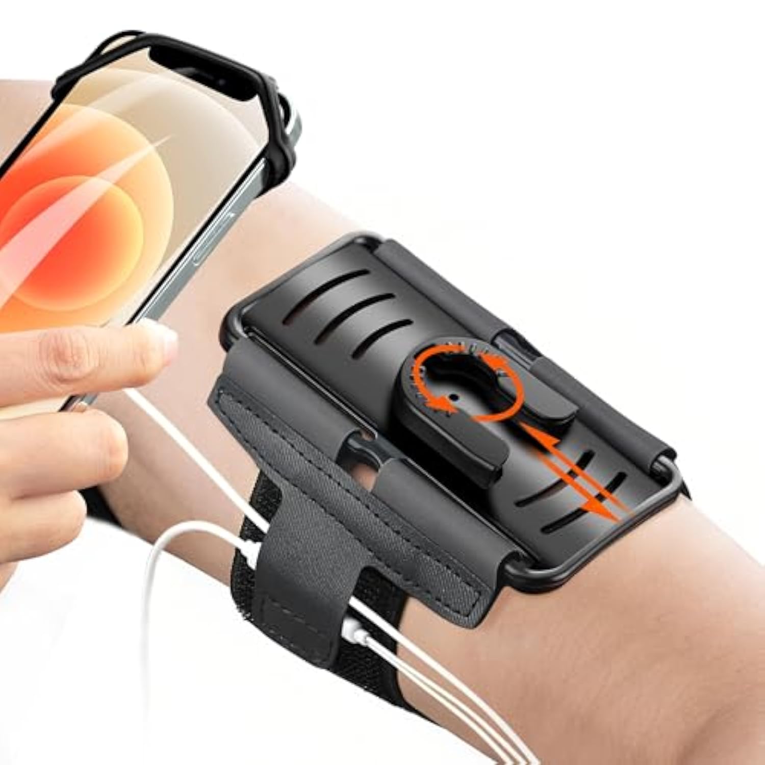 Cell Phone Running Armband - Detachable & 360° Rotatable Universal Cellphone Arm Band For Iphone 16 15 14 13 12 Pro Max Plus Samsung Galaxy Note S24 S23 For Workout Exercising Walking Jogging