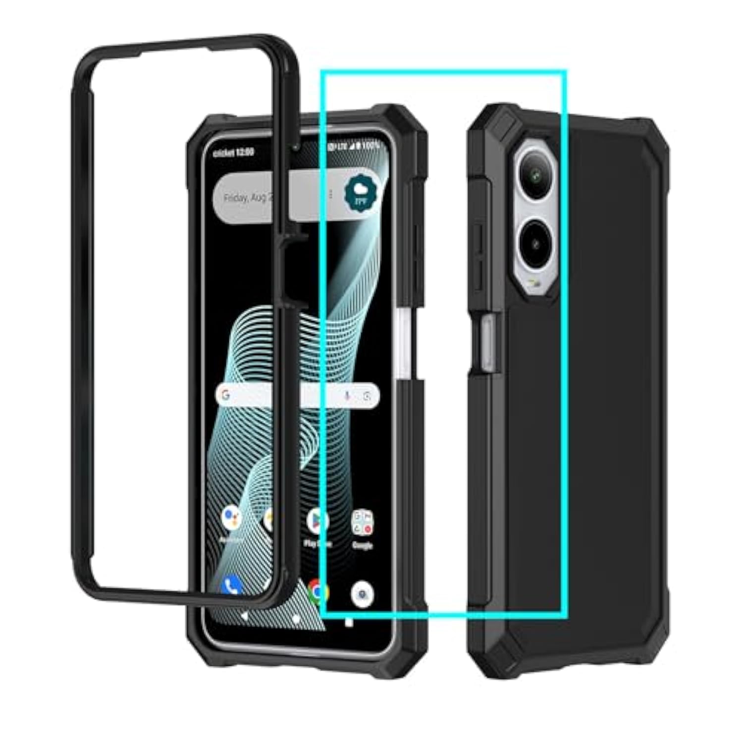 Cricket Icon 6 AT&T Verge Case with Screen Protector Military Grade Black