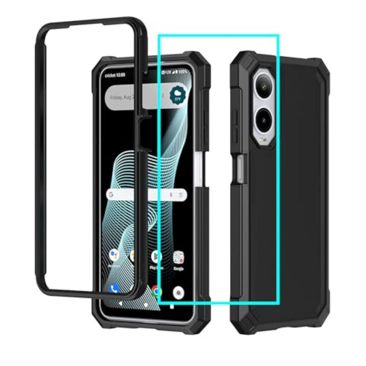Cricket Icon 6 AT&T Verge Case with Screen Protector Military Grade Black