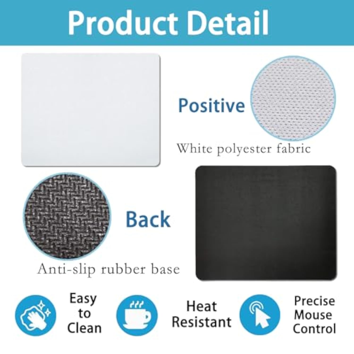 100Pcs Sublimation Mouse Pads Blanks White Mouse Mat Bulk For Sublimation Transfer Heat Press Printing Diy Crafts Mousepad For Custom With Non Slip Bottom,22 X 18 X 0.2 Cm