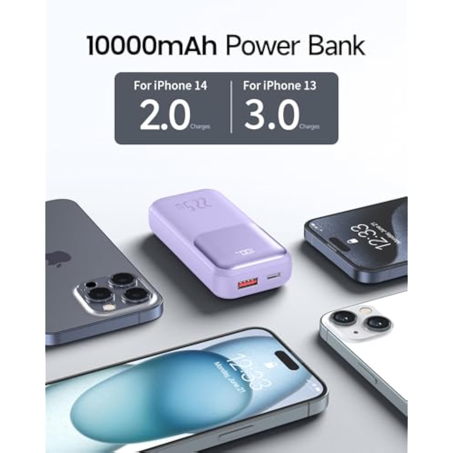 10000Mah Portable Charger,Small Phone Charger?Fast Charging Power Bank,Mini External Battery Pack With Built-In Cable, Compatible With Iphone 14/14 Plus/14 Pro/13/13 Mini/13 Pro/12/Samsung