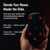 Flashbeyond 60 Dot Mouse Skates For Glass Mousepad | Premium Ptfe | Adjustable Glide Speed & Control | Polished Ultra-Smooth Finish | Easy Apply Adhesive Pads Crimson Red