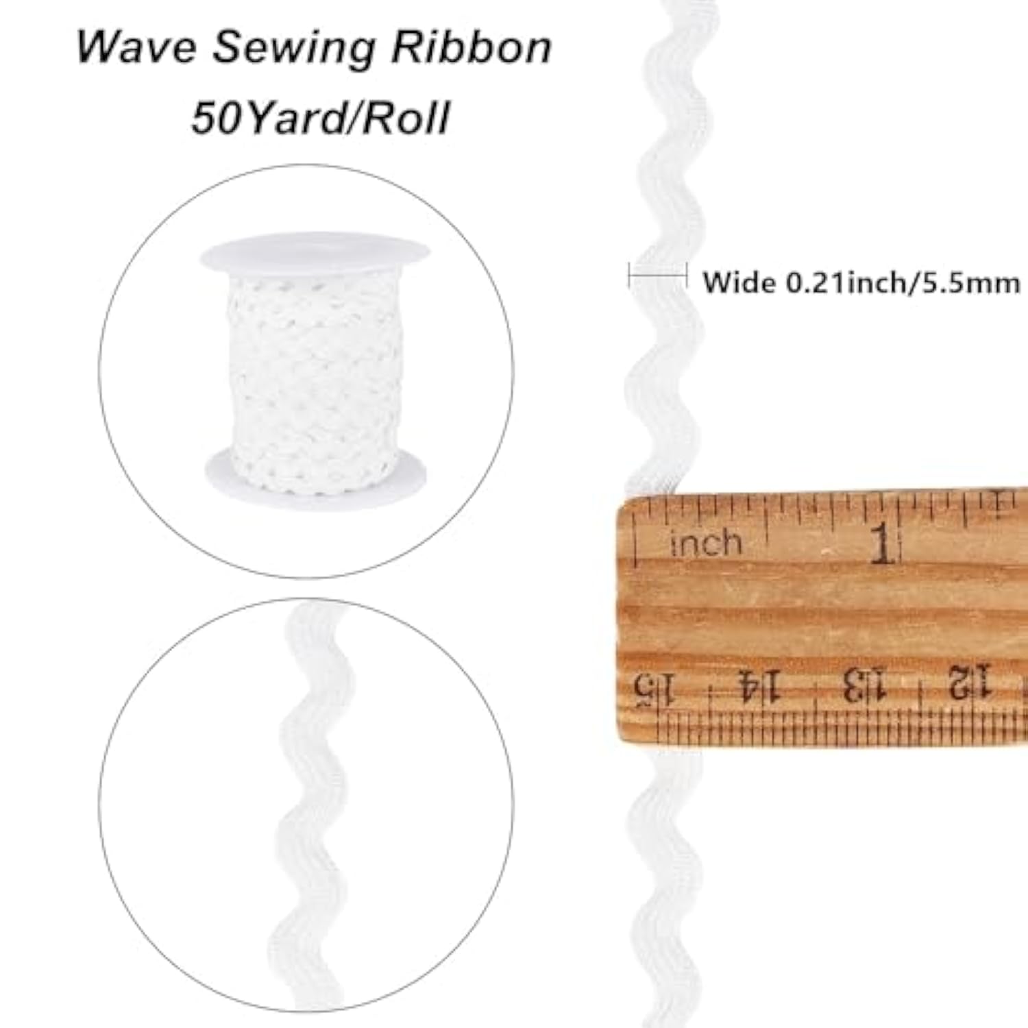 50Yard Rick Rack Trim Ribbon Wave Sewing Bending Fringe Trim 5.5Mm For