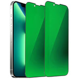 2 Pcs Anti-Blue Privacy Tempered Glass Mirror Anti-Spy Screen Protector Anti-Peeping Film Compatible With Iphone 14 Plus /Iphone 13 Pro Max, 6.7 Inch Electroplated 9H Hardness Anti-Scratch (Green)