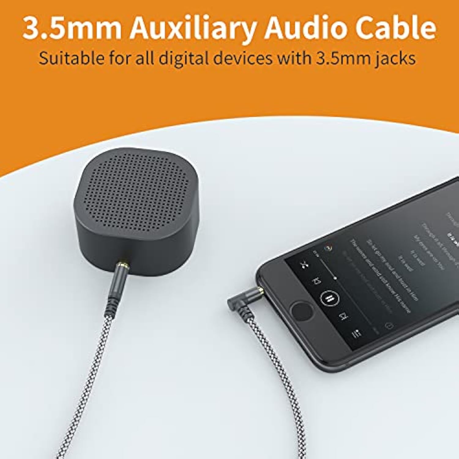 2 Pack Aux Cable, 6.6Ft/2M Trs Auxiliary Cables 90 Degree Right 3.5Mm Nylon Braided 1/8 Aux Cord For Car Compatible With Stereos, Speaker, Ipod Ipad Smartphone, Headphones Sony,Echo Dot,Beats- Grey