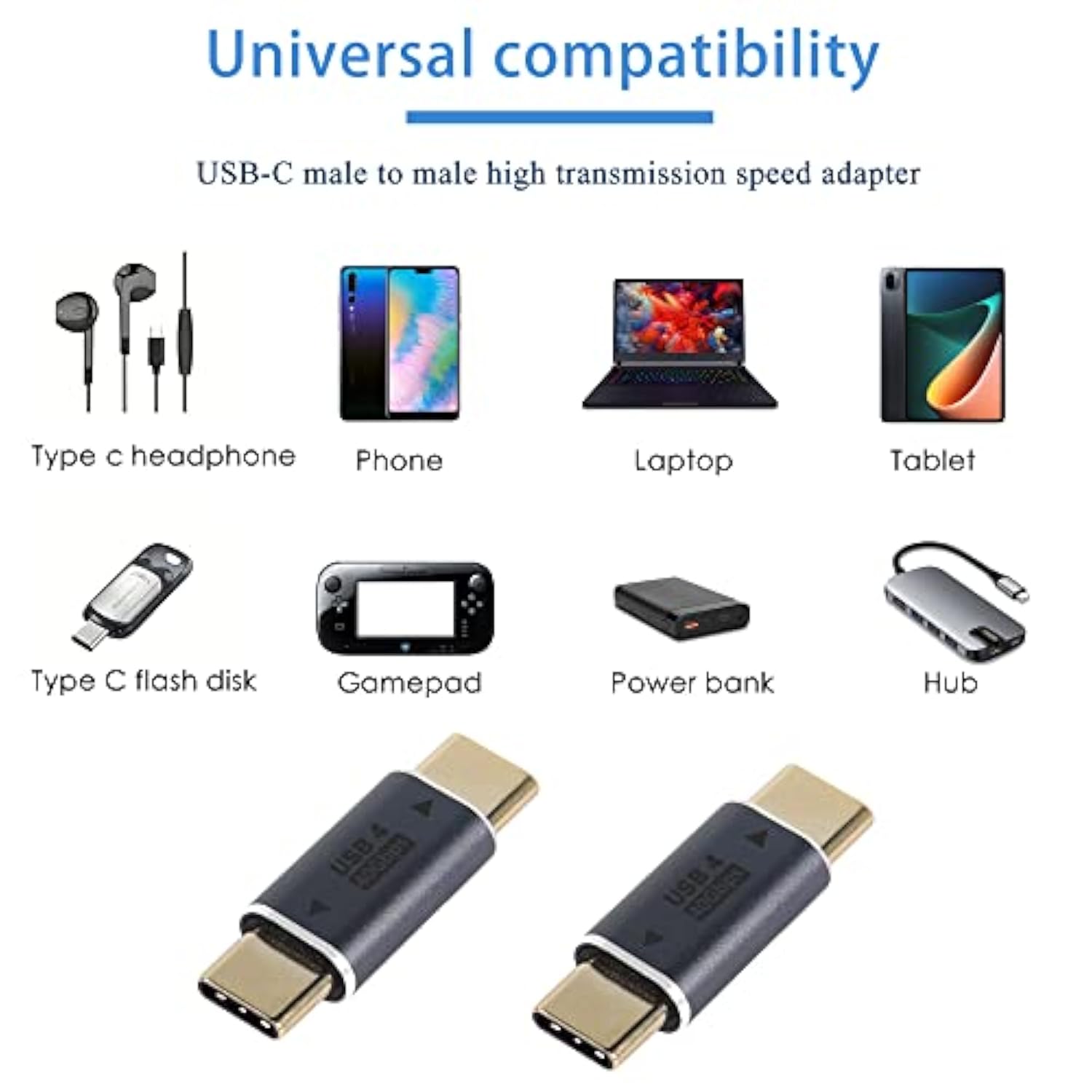 Usb C Male To Usb C Male Adapter Coupler Usb4.0 Type C Male Extender Connector