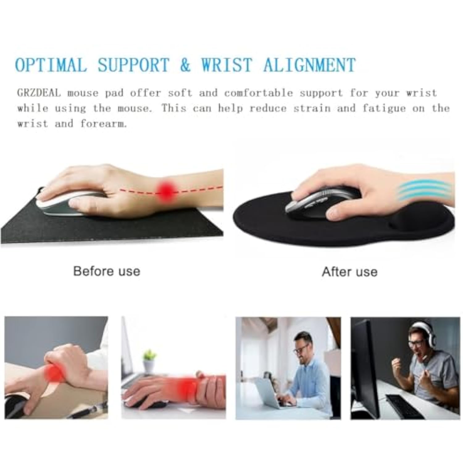 Funny Dog Ergonomic Comfortable Mousepad With Wrist Support,Pain Relief Mouse Pads For Non-Slip Base,Funny Dog Gaming Mouse Pad With Memory Foam Wrist Support,Cute Office Desk Accessories