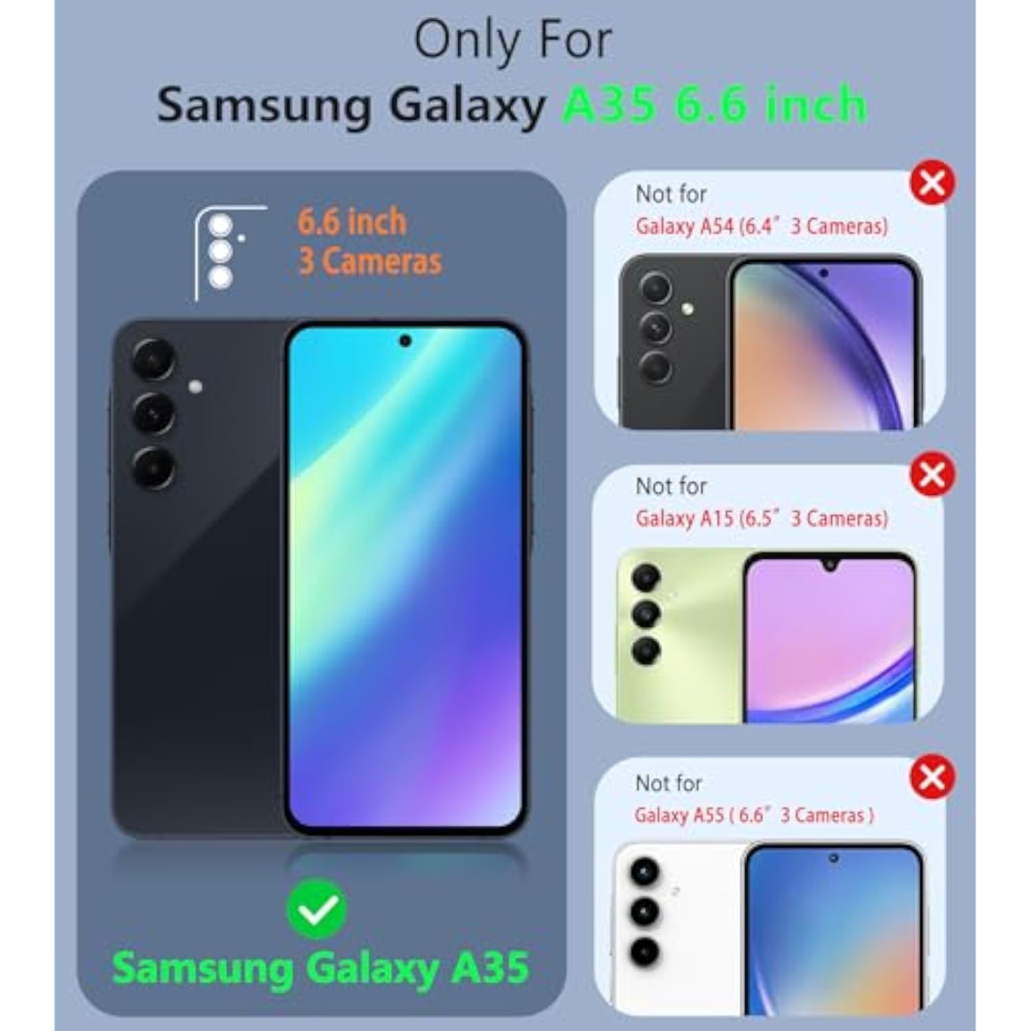 For Samsung Galaxy A35-5G Case: Dual Layer Protective Heavy Duty Cell Phone Cover Shockproof Rugged With Non Slip Textured Back - Protection Bumper Tough - 2024, 6.6 Inch Black