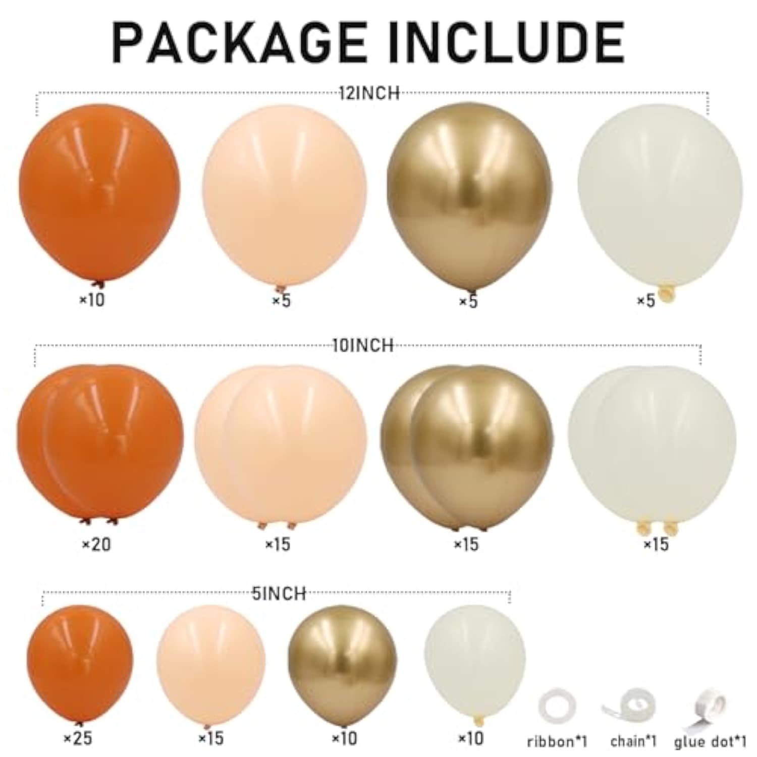 150PCS Fall Balloon Arch Kit Orange Nude Ivory Gold Baby Shower Party Decor