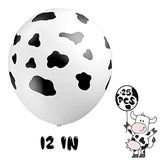 25Pcs Cow Balloons, White, Latex, Farm Animal Decoration, Boys Birthday Party Supplies