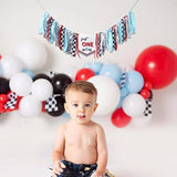 Fast One High Chair Banner: Vintage Race Car 1st Birthday Decor