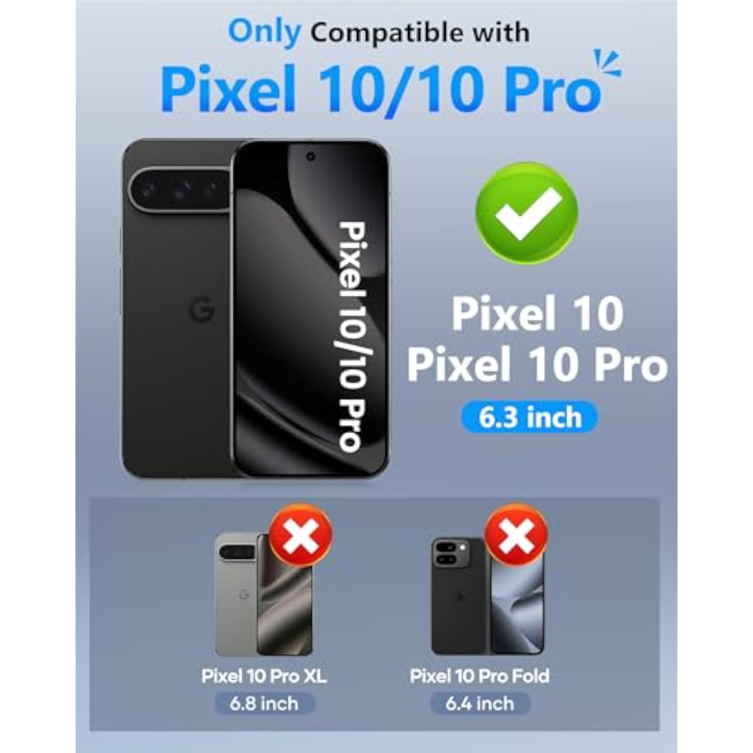 Google Pixel 10/10 Pro Wallet Case with Card Holder for 4 Cards, Blue Color
