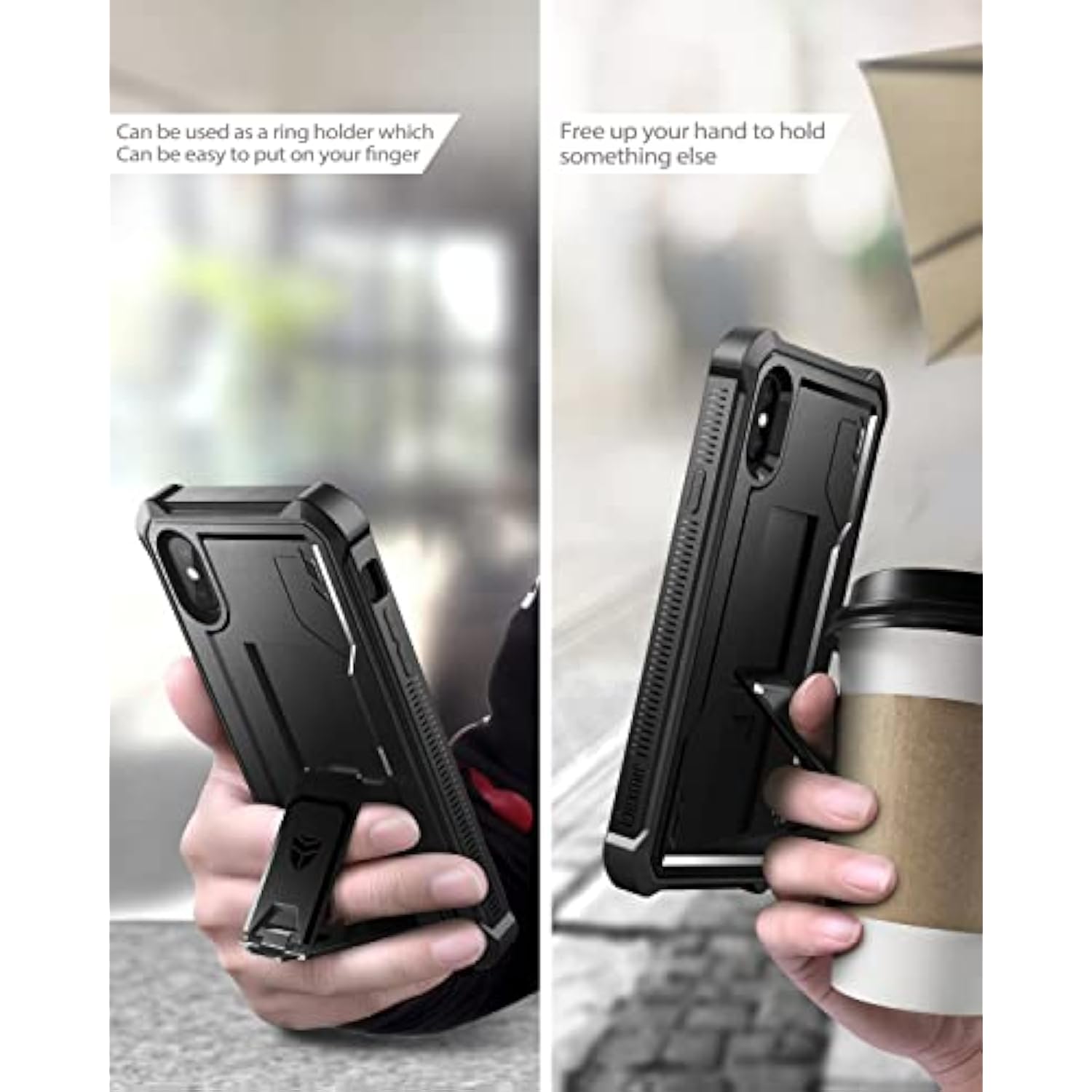 For Iphone Xs Max Case, [Built In Screen Protector And Kickstand] Heavy Duty Grade Protection Shockproof Protective Cover For Iphone Xs Max, Black