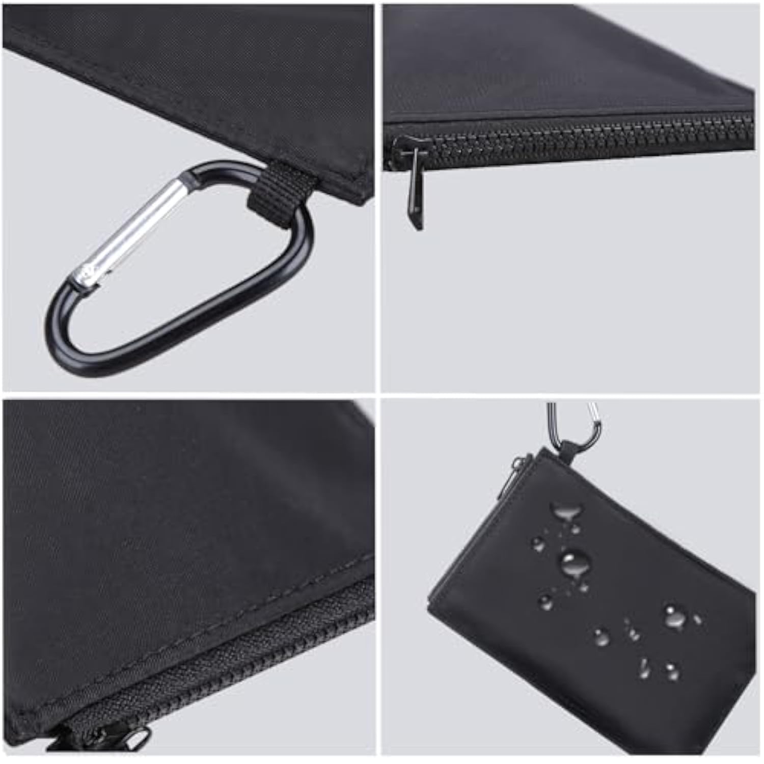 Hanging Mouse Pouch For Travel Electronics - Waterproof Nylon Organizer Bag With Carabiner (4.7X3.1In) - Fits Chargers, Makeup, Office Supplies & Gym Essentials (Black)