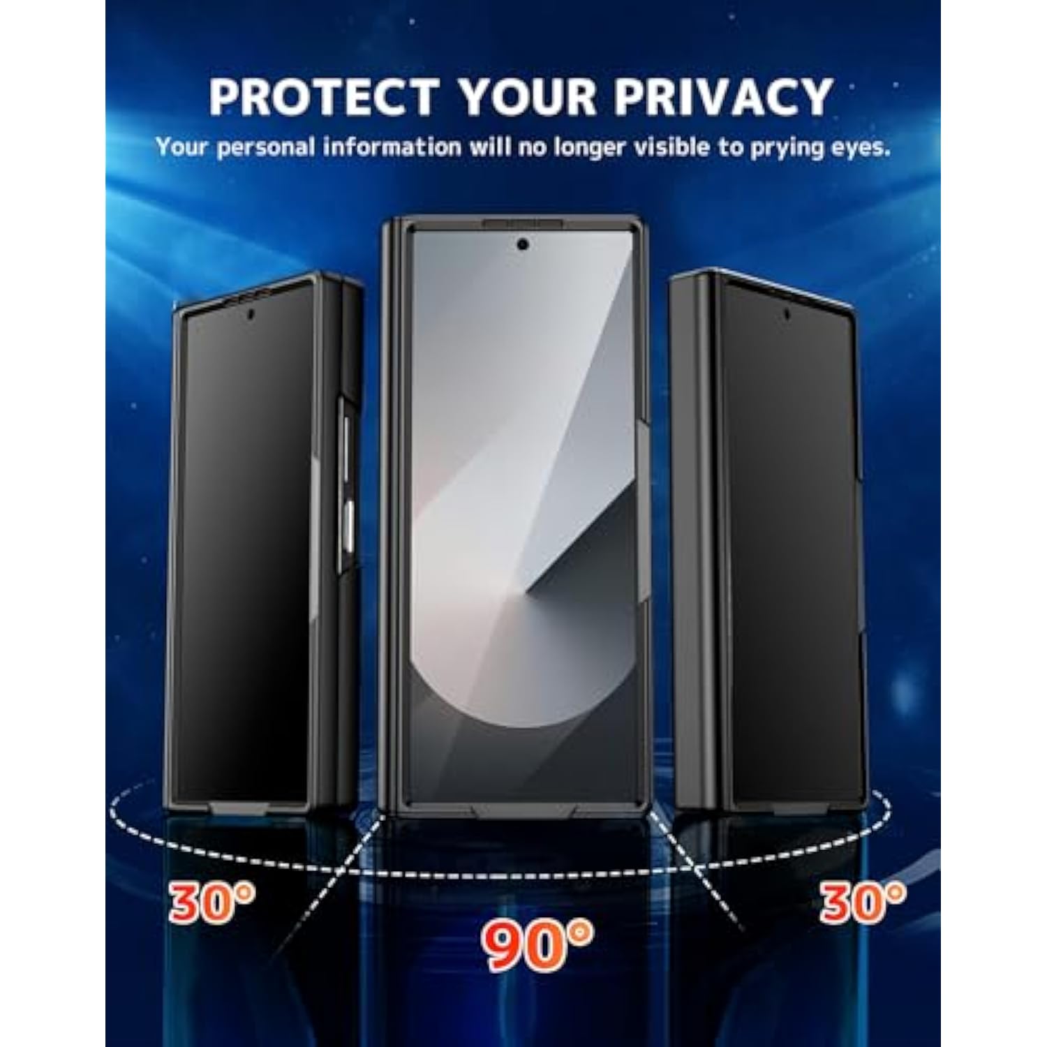 For Samsung Galaxy Z Fold 7 Case With Privacy Screen Protector,Hinge Protective Invisible Kickstand Ultra Slim Heavy Duty Rugged Shockproof Leather Cover For Samsung Galaxy Z Fold 7 Black