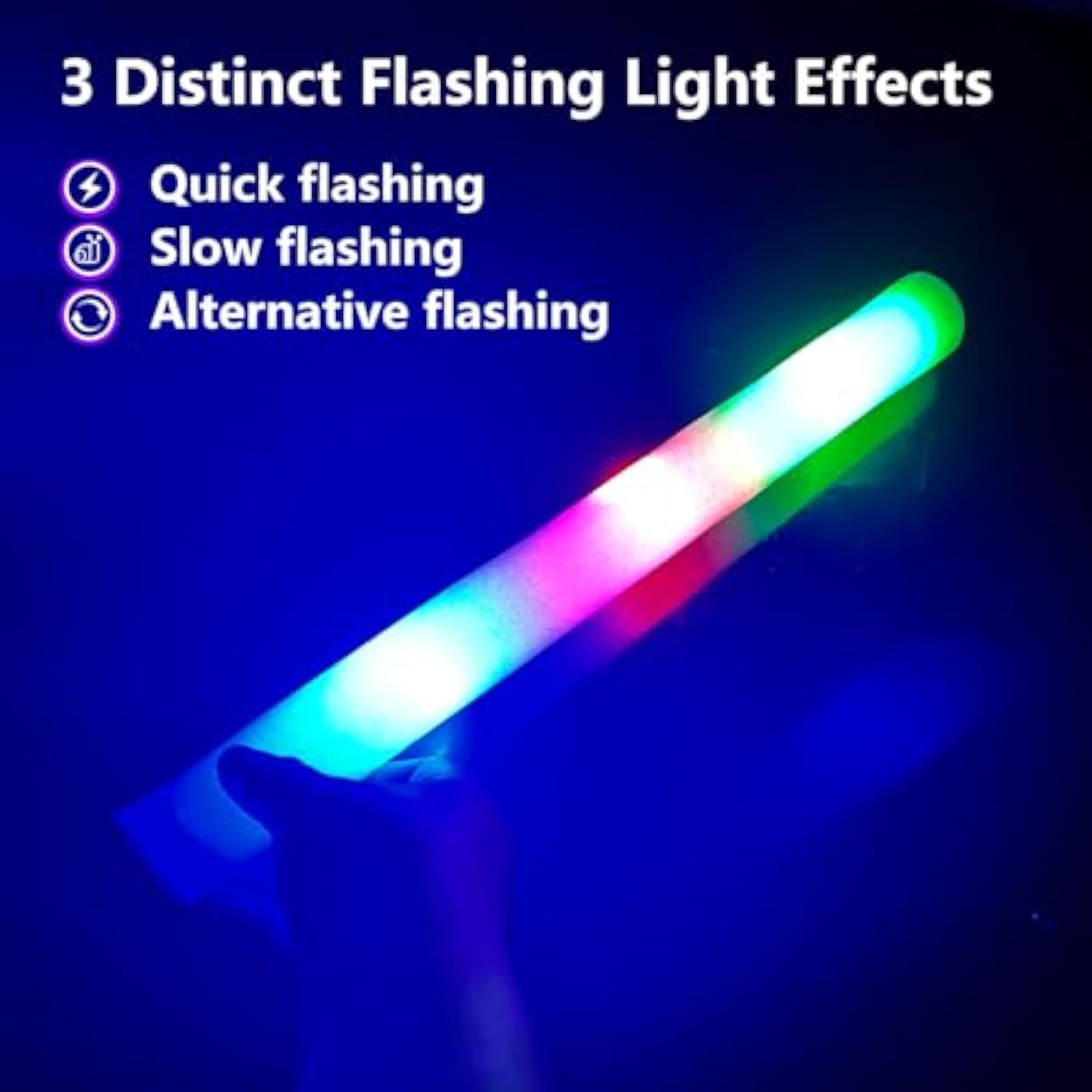 105 Pack Led Foam Light Up Sticks, Glow Sticks For Wedding With 3 Modes Colorful Flashing, Glow Stick Bulk Party Pack For Wedding, Raves, Concert,Camping, Sporting Events, Pool Party