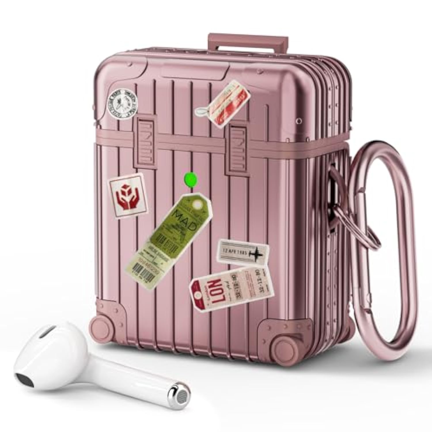 Compatible With Airpods Case Cover, Funny Suitcase Design Case For Airpods 2Nd Generation/1St Generation, Cute Fashion Protective Hard Case For Women Men With Keychain