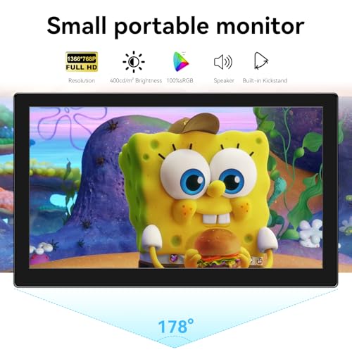 Small Touchscreen Monitor 10.1Inch,1366X768P Touch Screen 60Hz 400Cd/M² 99% Srgb Hdmi Usb-C Travel Portable Monitor For Switch Xbox Ps4/5 Laptop Raspberry Pi