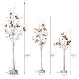 Lighted Birch Tree For Christmas Decor, Pack Of 3 Prelit Christmas Tree 4Ft 5Ft 6Ft, Warm White Christmas Tree For Indoor Christmas Decorations. (White)