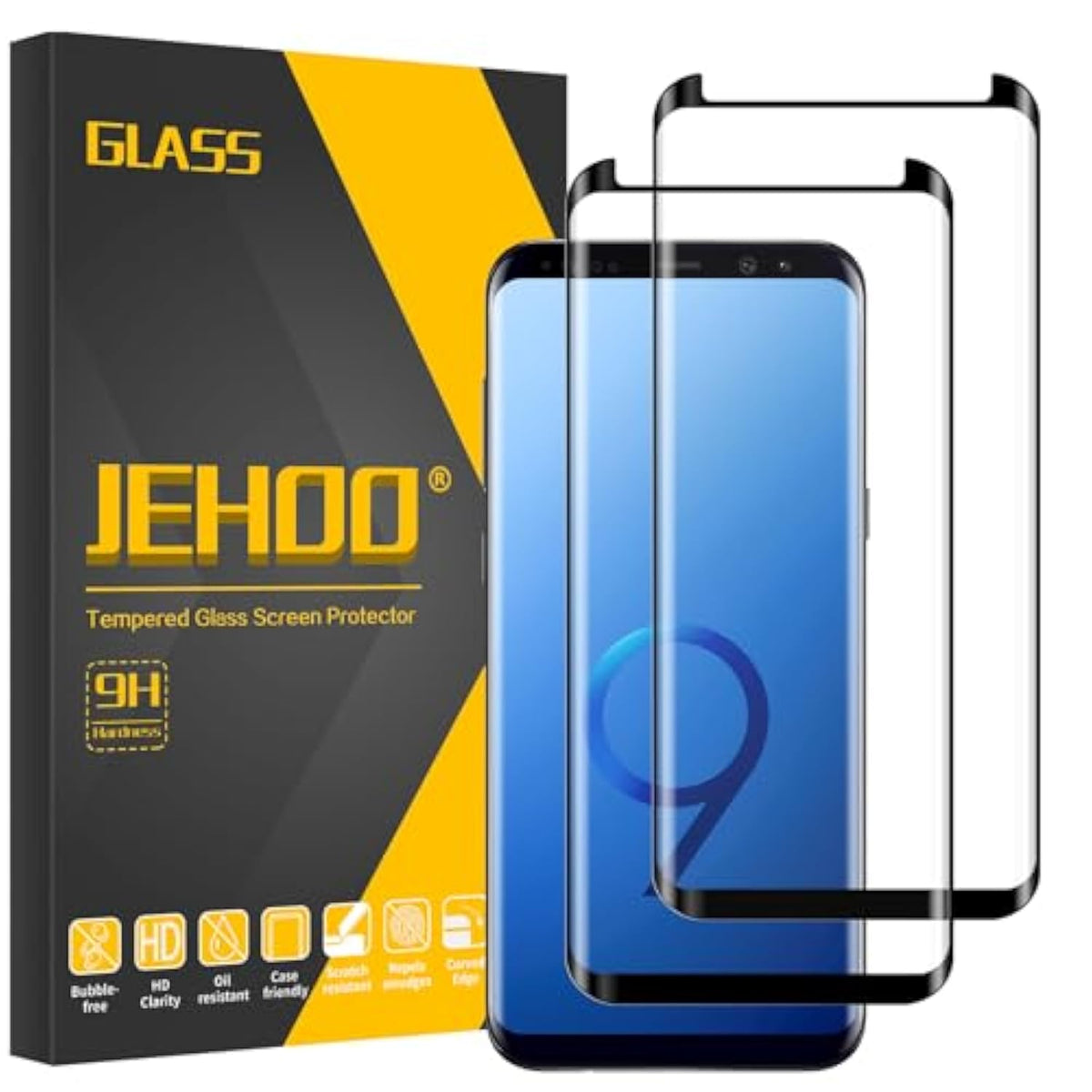 [2 Pack] Screen Protector For Samsung Galaxy S9, Support Fingerprint, 9H Tempered Glass Film, Easy Installation, Bubble Free