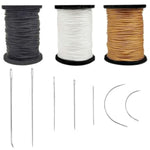 Extra Strong Upholstery Repair Sewing Thread Kit And Heavy Duty Household Hand Needles, Including 7 Styles Of Leather Canvas Sewing Needles And 3 Rolls Nylon Thread (70 Yard Per Roll), 3 Colors