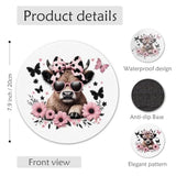 Pink Highland Cow Mouse Pad 7.9X7.9 Inch,Coquette Bow Cow Mouse Pads For Wireless Mouse Computers Laptop Desk Accessories For Office,