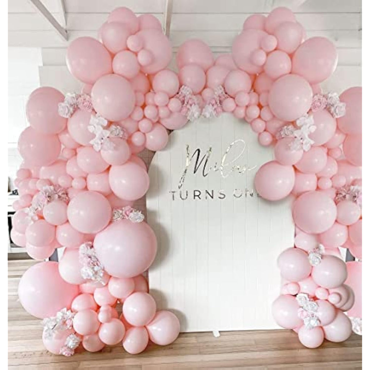 Pastel Pink Balloon Garland Kit Double Stuffed Baby Pink & Macaron Arch for Parties